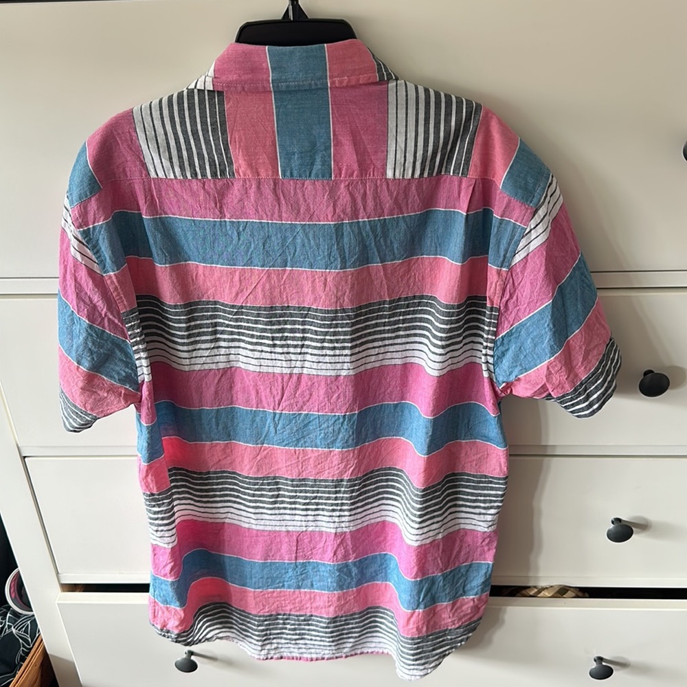 Bonobos Pink and Blue Striped Casual Button Down Shirt - Picture 2 of 3